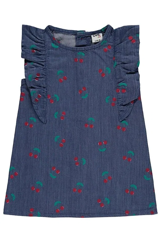 Детское платье для девочек с принтом Cherry Print Ruffle Civil Baby, Blue — фото 2