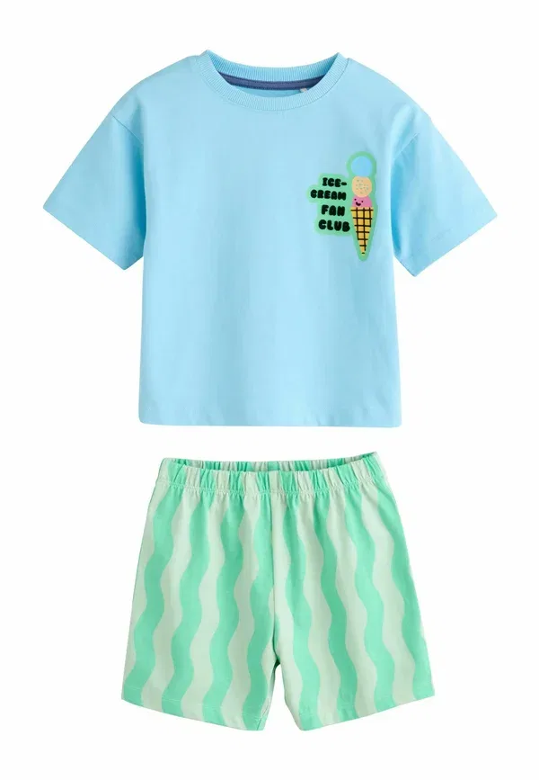 Комплект пижам из 3 штук, хлопок, Regular fit - short pyjamas 3 pack, Next, Yellow, Orange, Summer, синий/желтый/оранжевый — фото 2