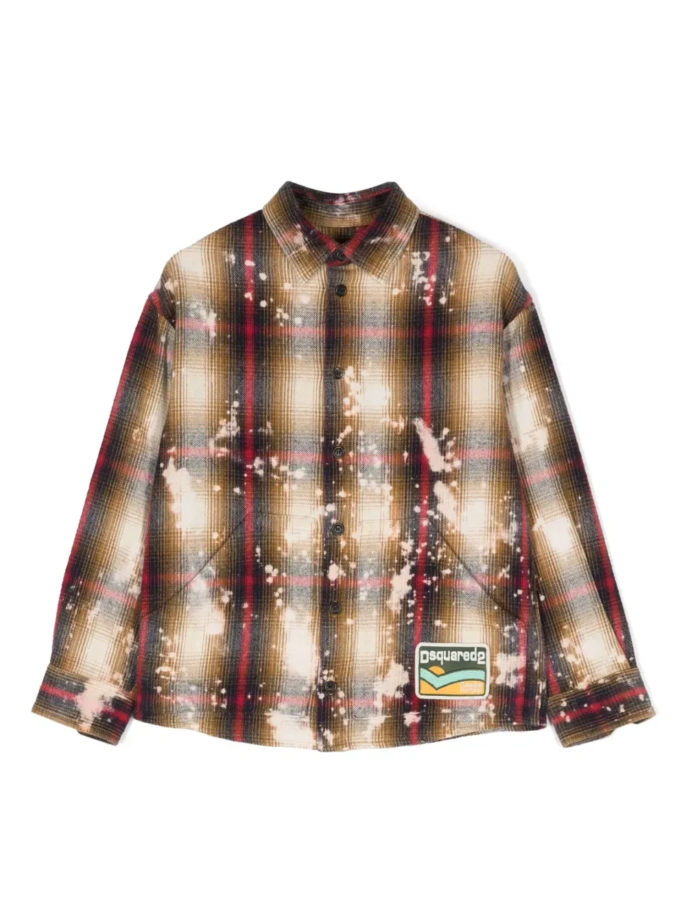 Клетчатая рубашка с нашивкой-логотипом Dsquared2 Kids, коричневый