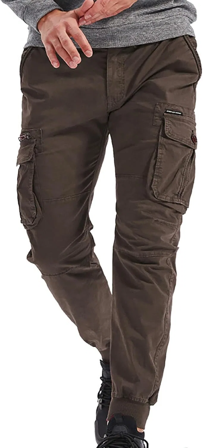 Мужские карго-брюки с зауженным кроем, Cargo Pants, кофейный