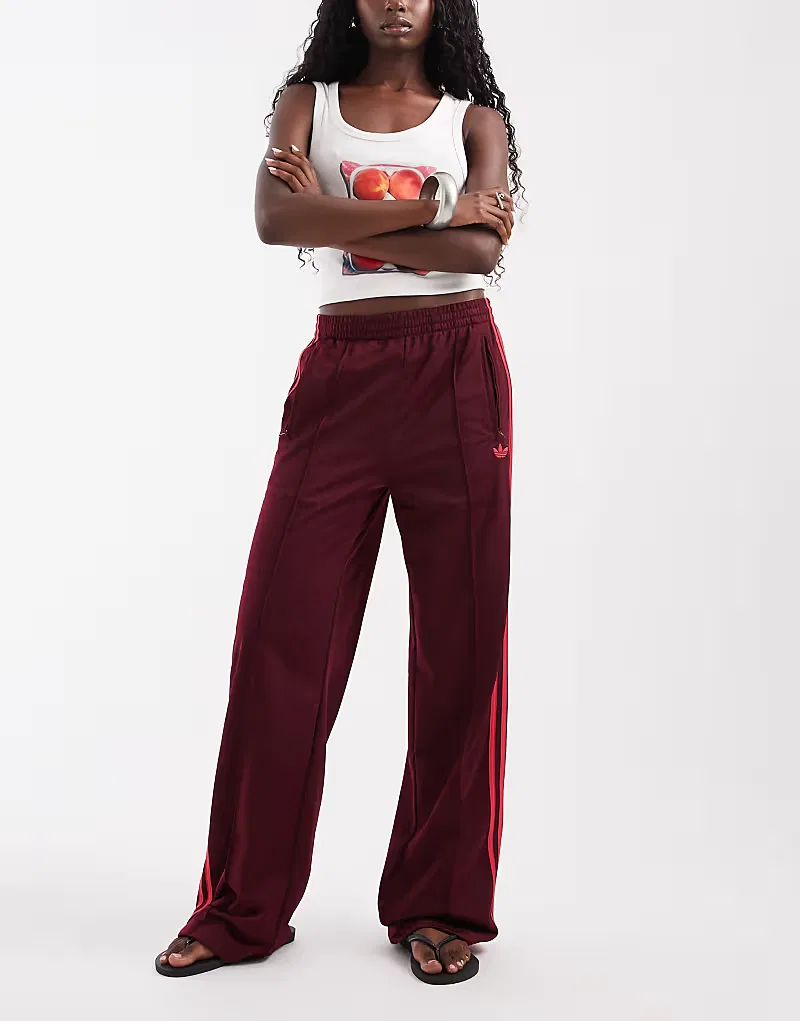 Спортивные брюки Adidas Originals Firebird в бордовом и розовом цвете