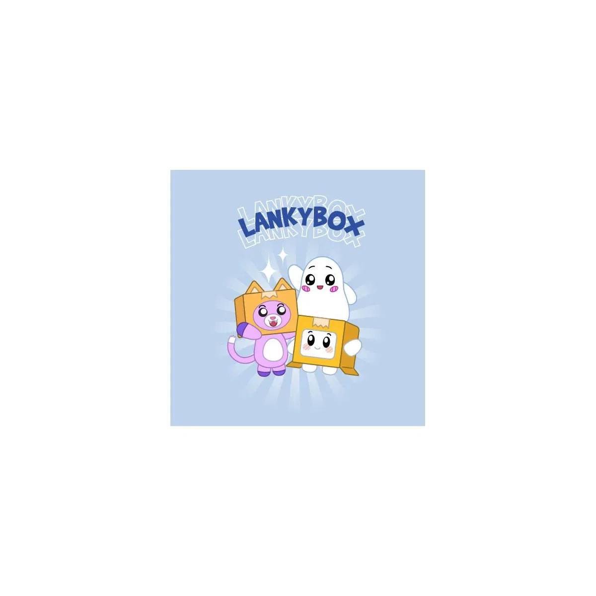Детская футболка с принтом LankyBox Group Shot Youth Light Blue Crew Neck Short Sleeve Cosplay Tee With Ghosty Cape LankyBox, Lankybox Group Shot — фото 2