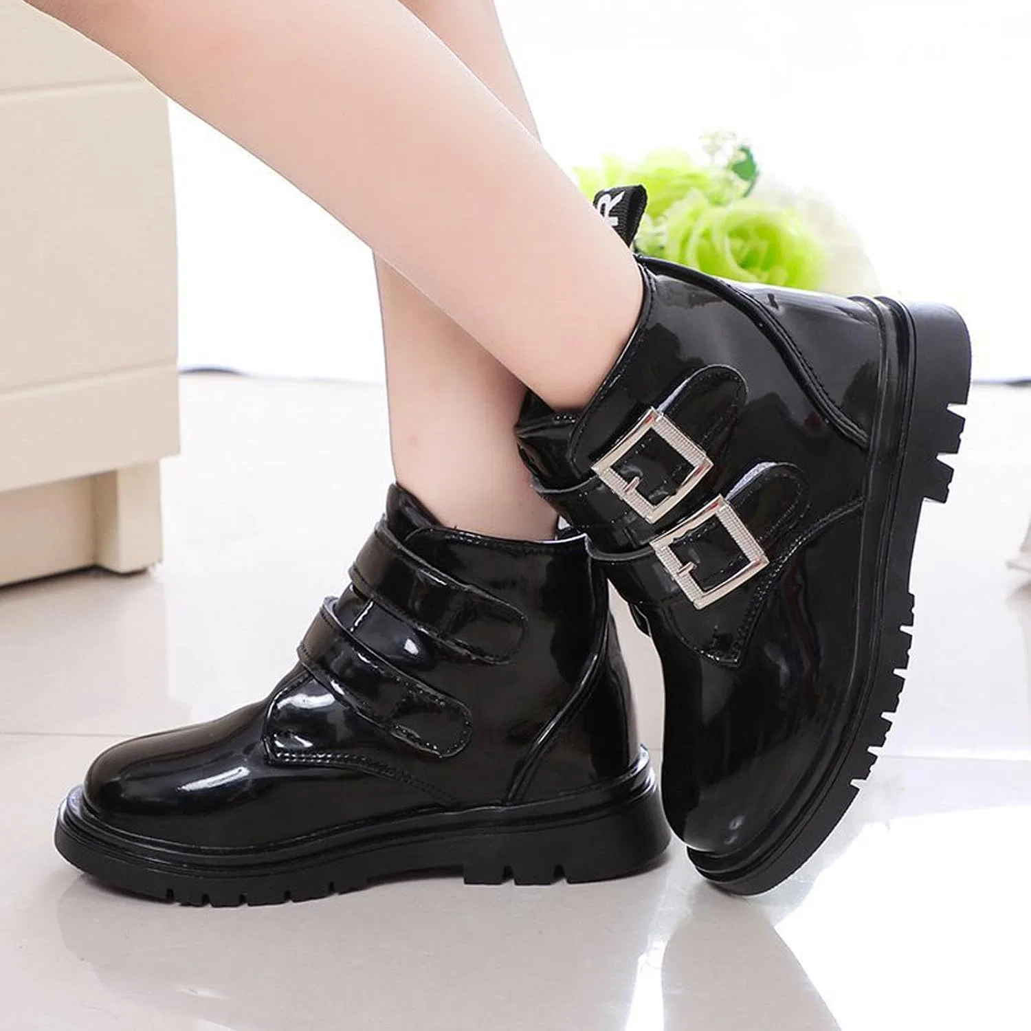 Детские зимние ботинки для девочек с боковой молнией Snow Boots SHOPESSA, Black — фото 3