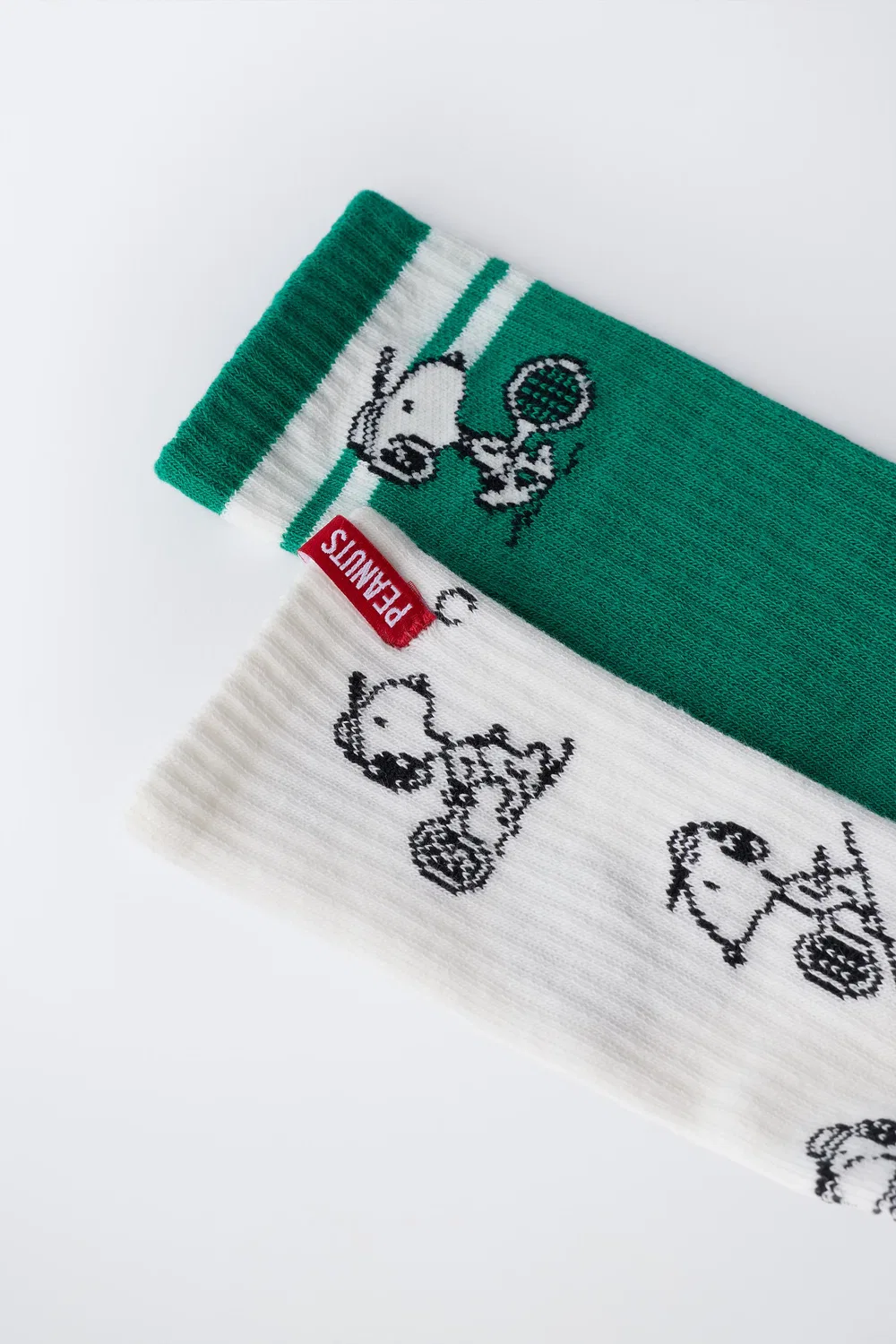 Набор из 2 длинных носков Snoopy Peanuts ZARA, Green/White — фото 3