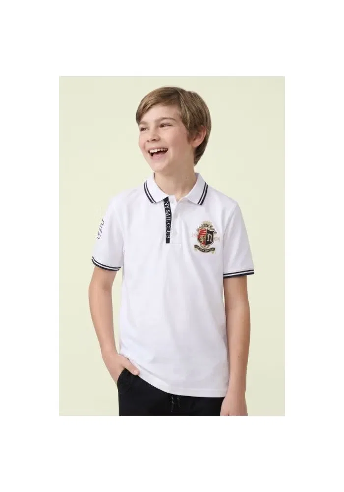 Футболка поло с коротким рукавом с вышивкой R&B, айвори