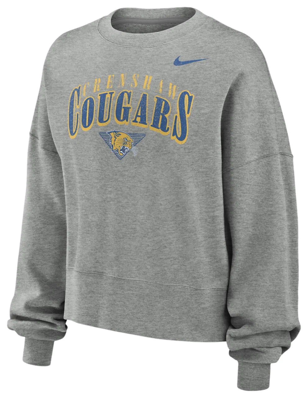 Женский свитшот оверсайз из флиса с начесом Phoenix OS Fleece Crew Nike, Heather Gray/Yellow