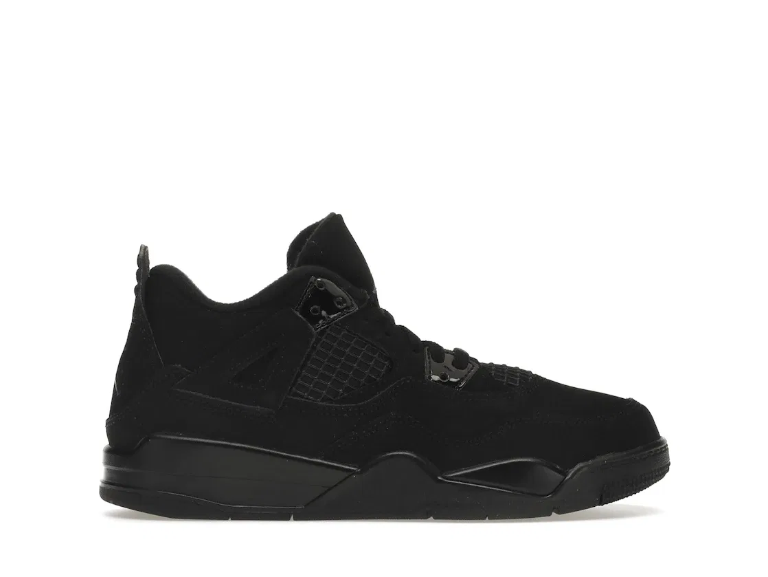 Детские кроссовки с верхом из нубука Jordan 4 Retro, Black/Black-Light Graphite