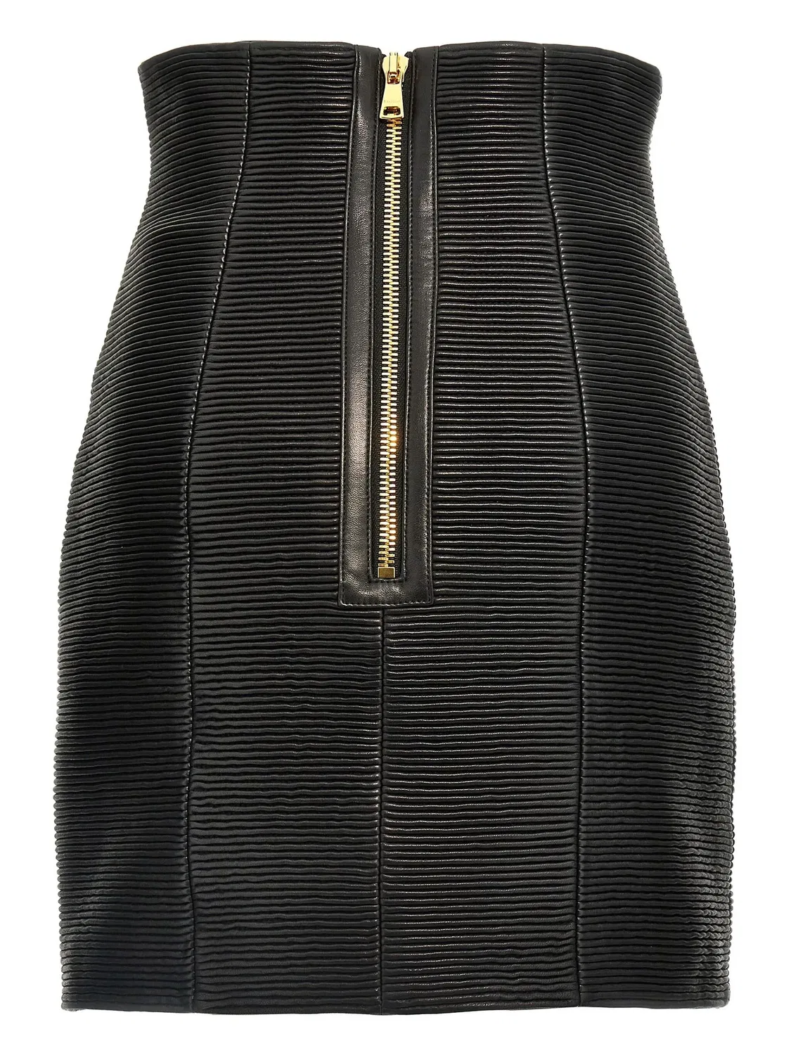 Кожаная юбка Balmain, черный — фото 4