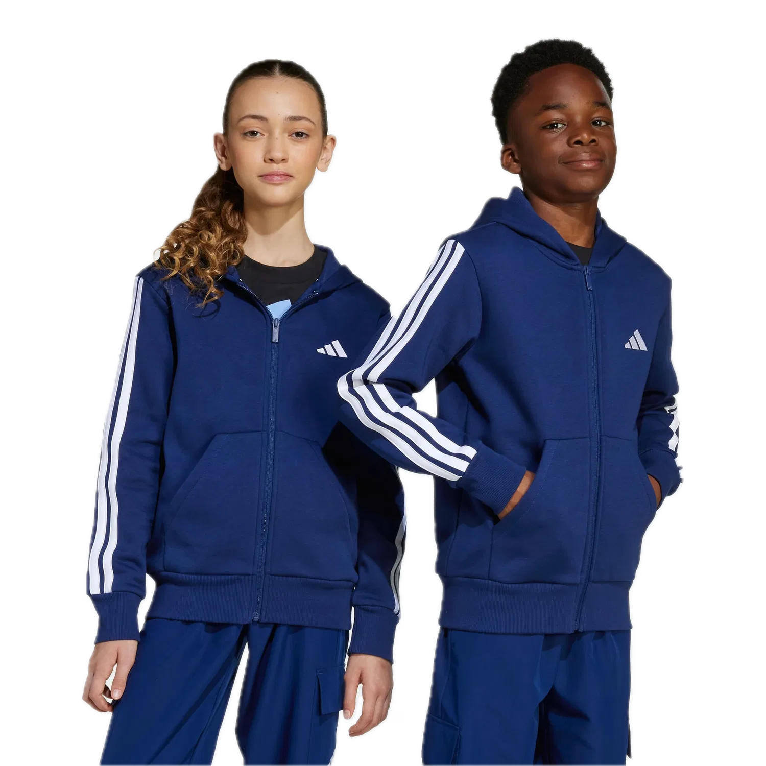 Детская капюшонная кофта регулируемая Adidas, синий — фото 2