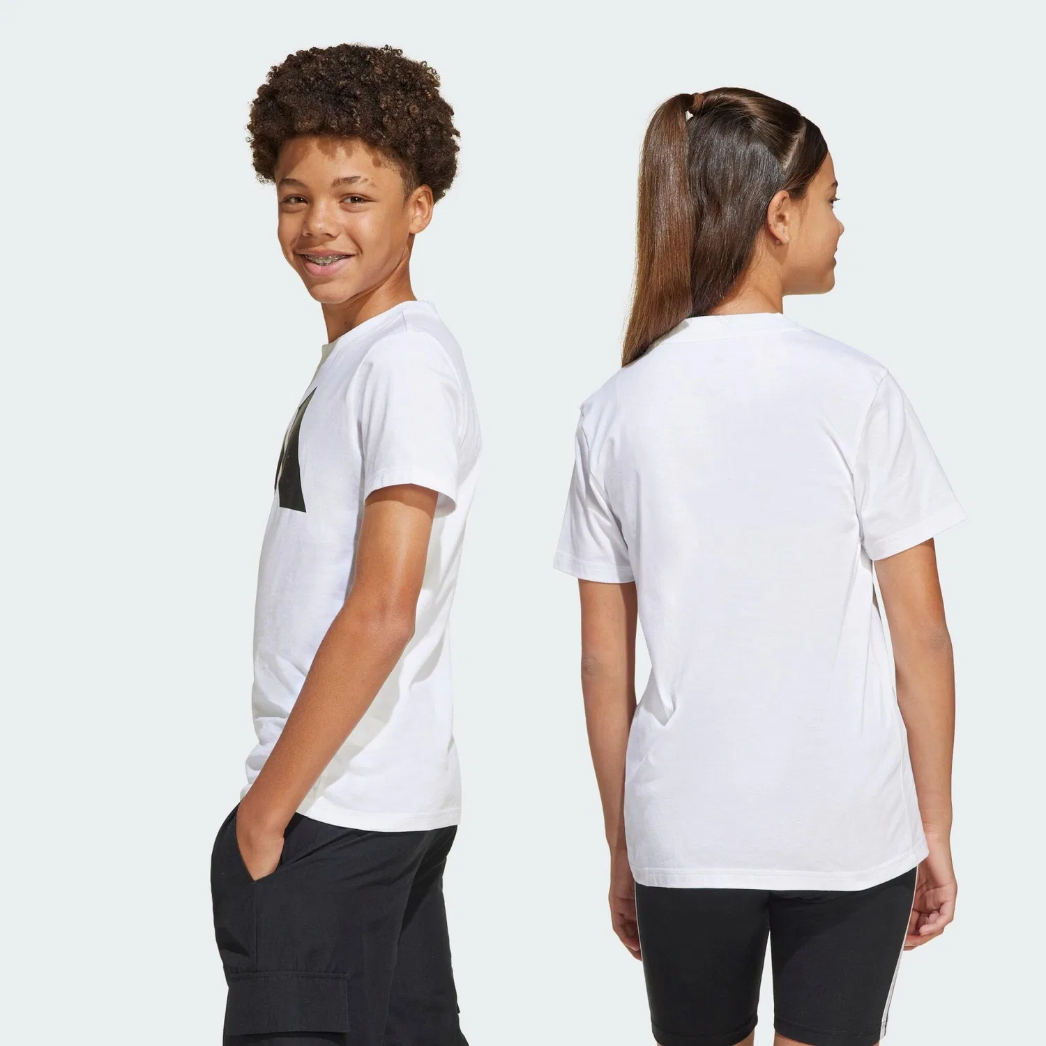 Детская хлопковая футболка Essentials Kids T-Shirt Adidas, Weiss Schwarz — фото 4