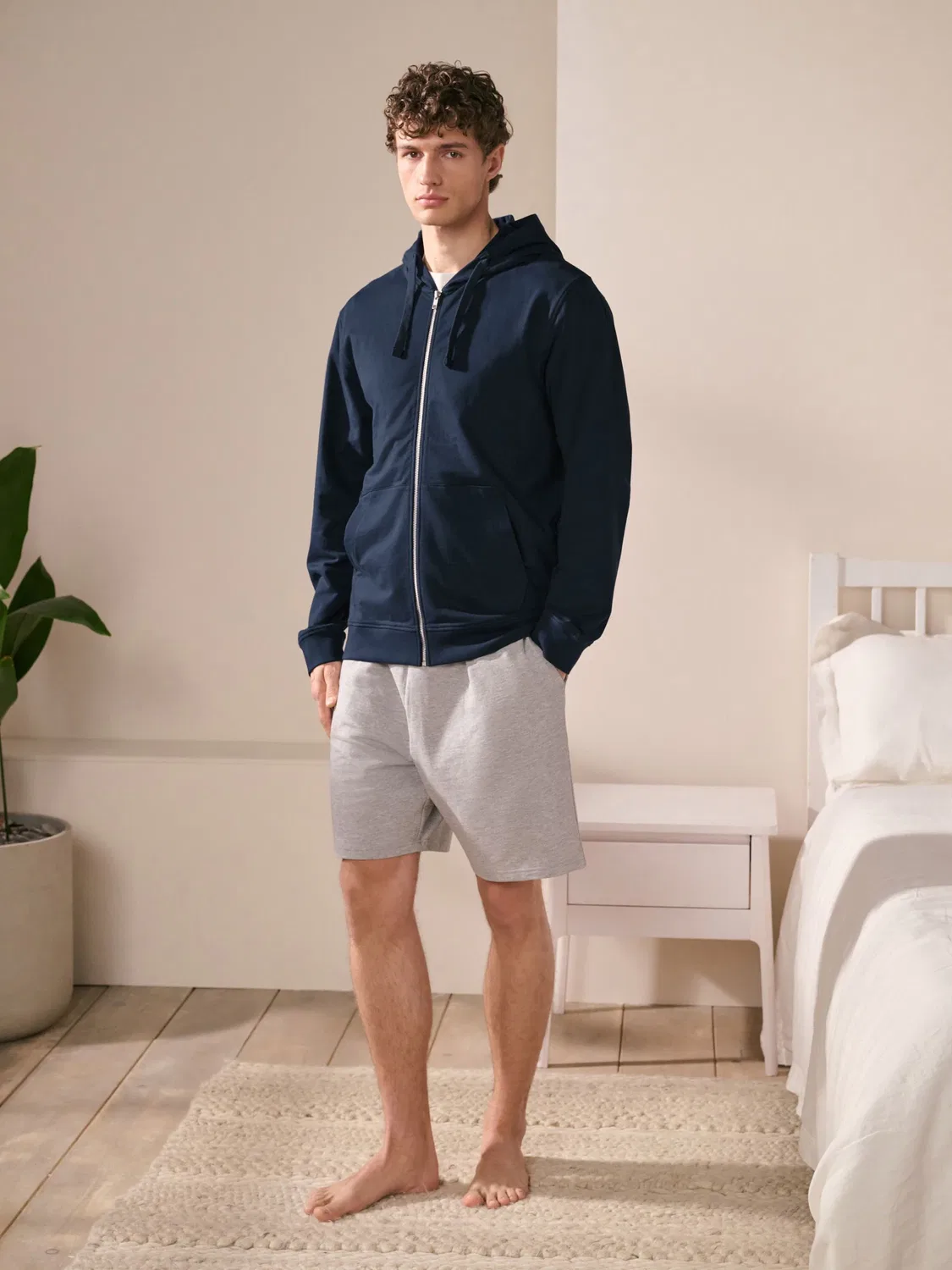 Худи на молнии, легкое, Navy Blue Loopback Zip Up Next, темно-синий — фото 3