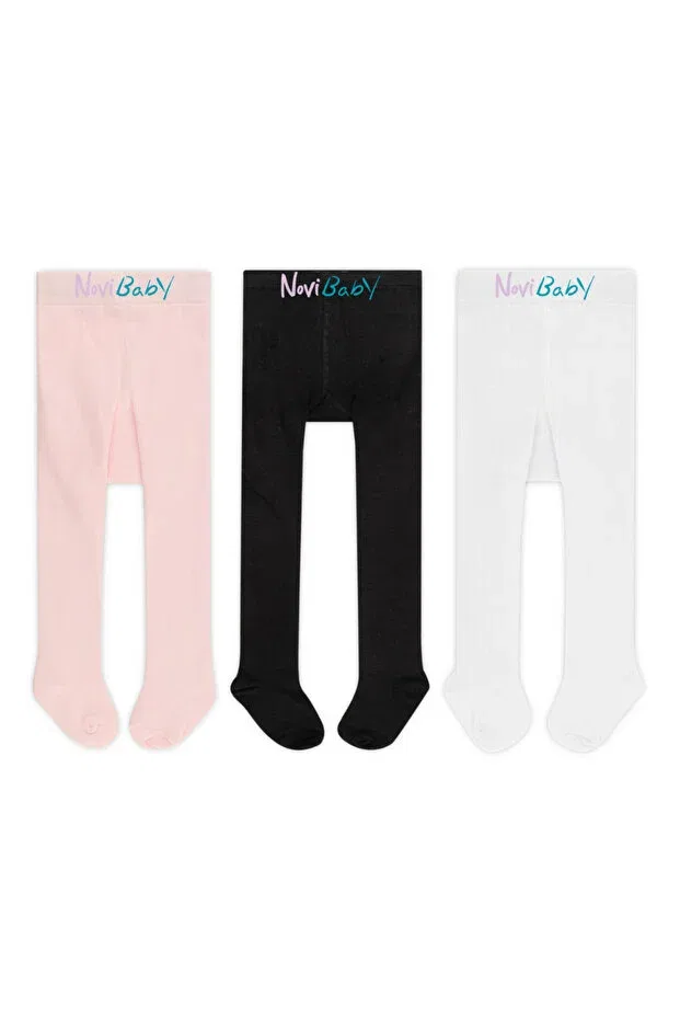 Детские колготки хлопковые 3 шт Novibaby, Pink-Black-White