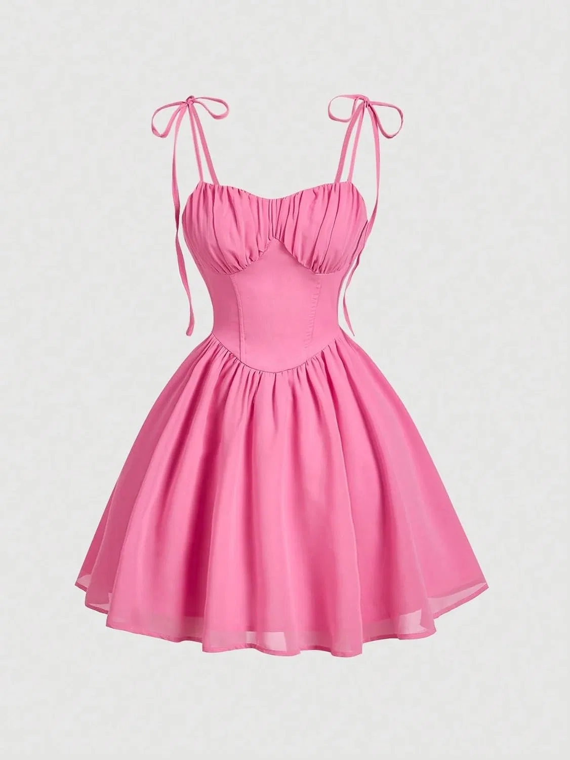 Женское короткое платье на бретелях с запахом, Hot Pink — фото 4