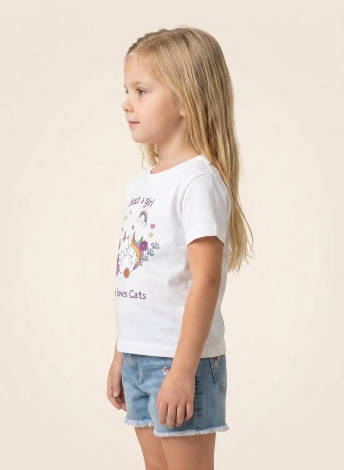 Футболка с принтом кошки и единорога Babyqlo, белая — фото 3