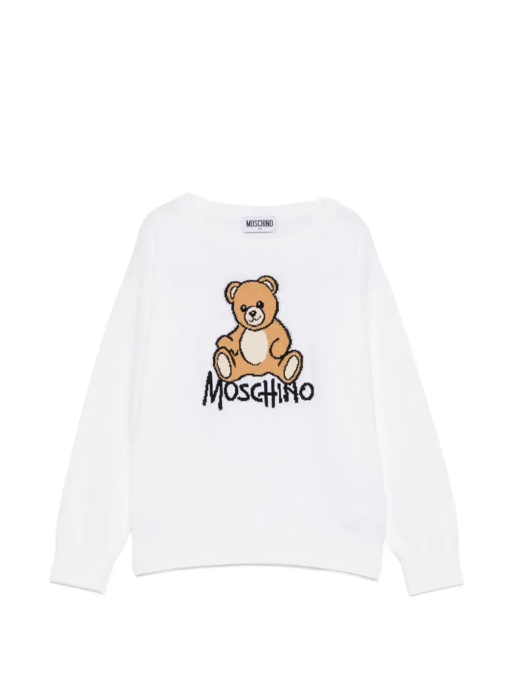 Трикотажный свитшот с интарсией "Мишка Тедди" Moschino Kids, белый