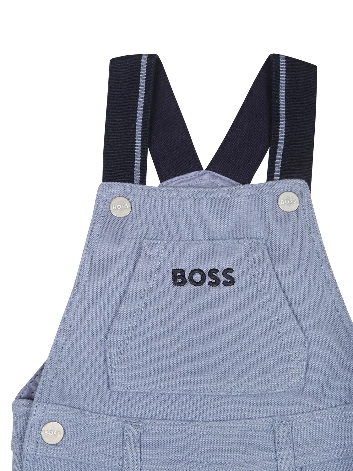 Джинсовый комбинезон с вышитым логотипом BOSS, светло-голубой — фото 2