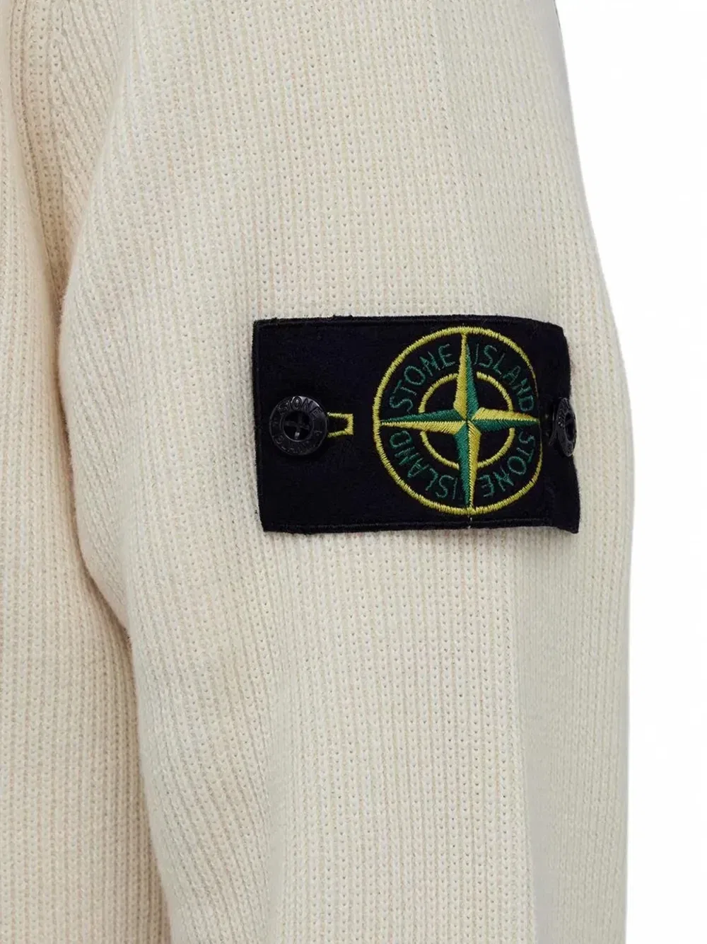 Свитер с половиной молнии и нашивкой-компасом Stone Island, бежевый — фото 3