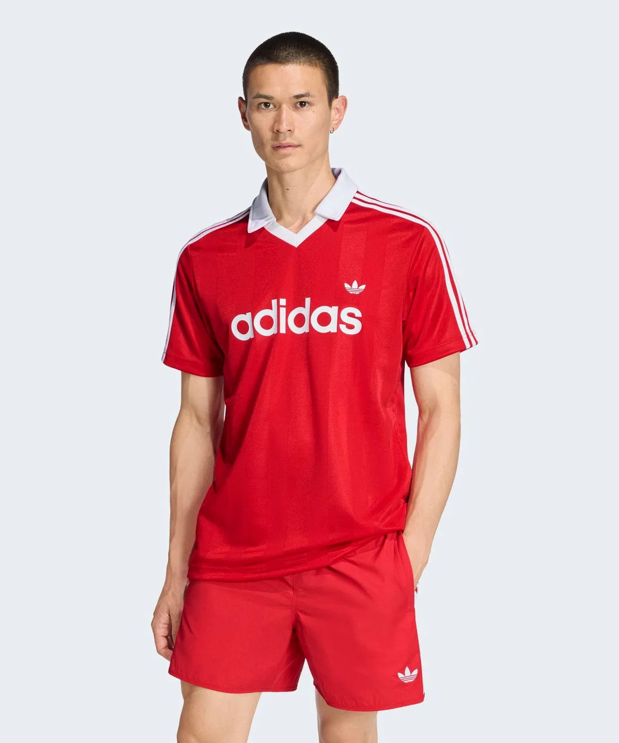 Мужская футболка с V-образным вырезом из двойного трикотажа Archive Color Engineered Jersey Adidas, Red — фото 4