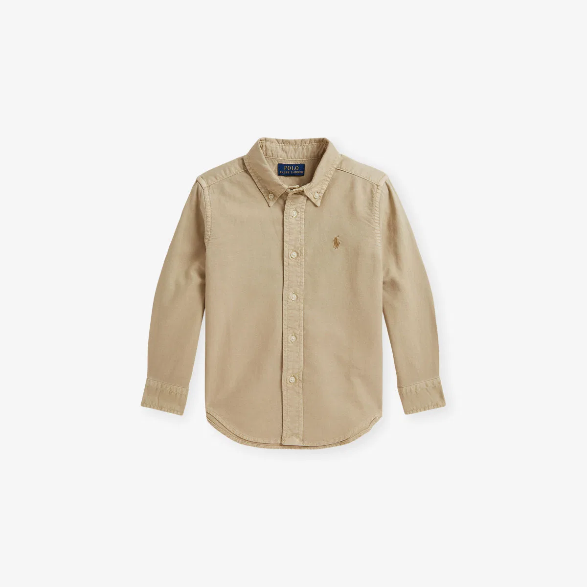 Хлопковая рубашка для мальчиков с вышитым логотипом Polo Ralph Lauren, кремовый