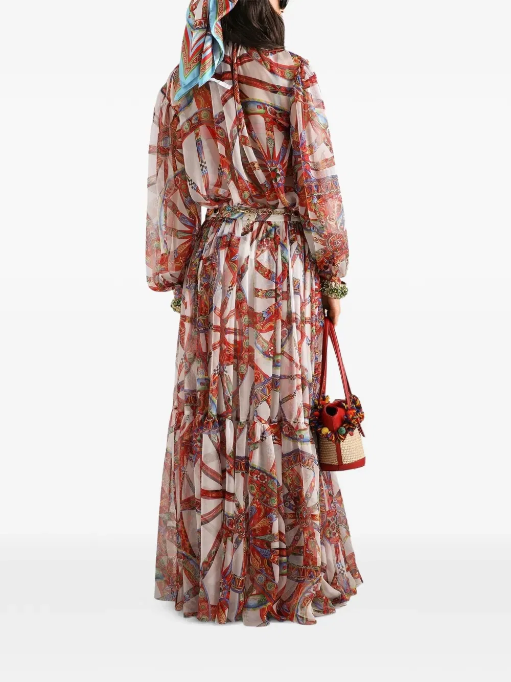Шифоновый топ с принтом Carretto Dolce & Gabbana, белый — фото 3
