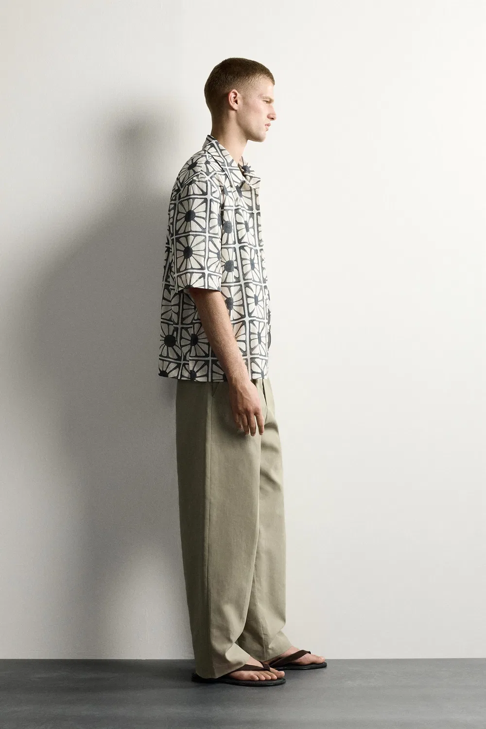 Рубашка свободного кроя с мозаичным принтом ZARA, White — фото 4