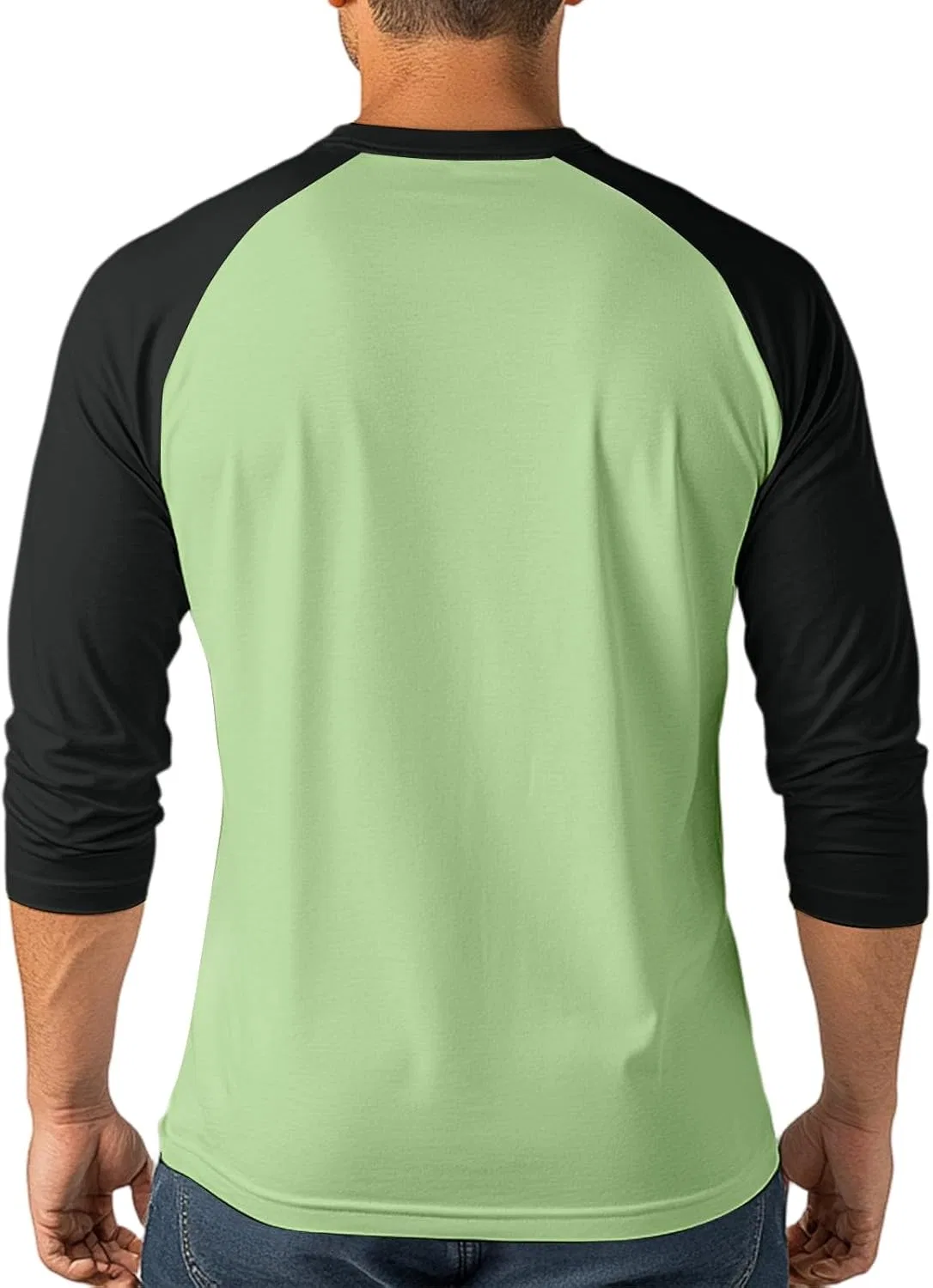 Мужская спортивная футболка с длинным рукавом 3/4, реглан, Light Green — фото 4