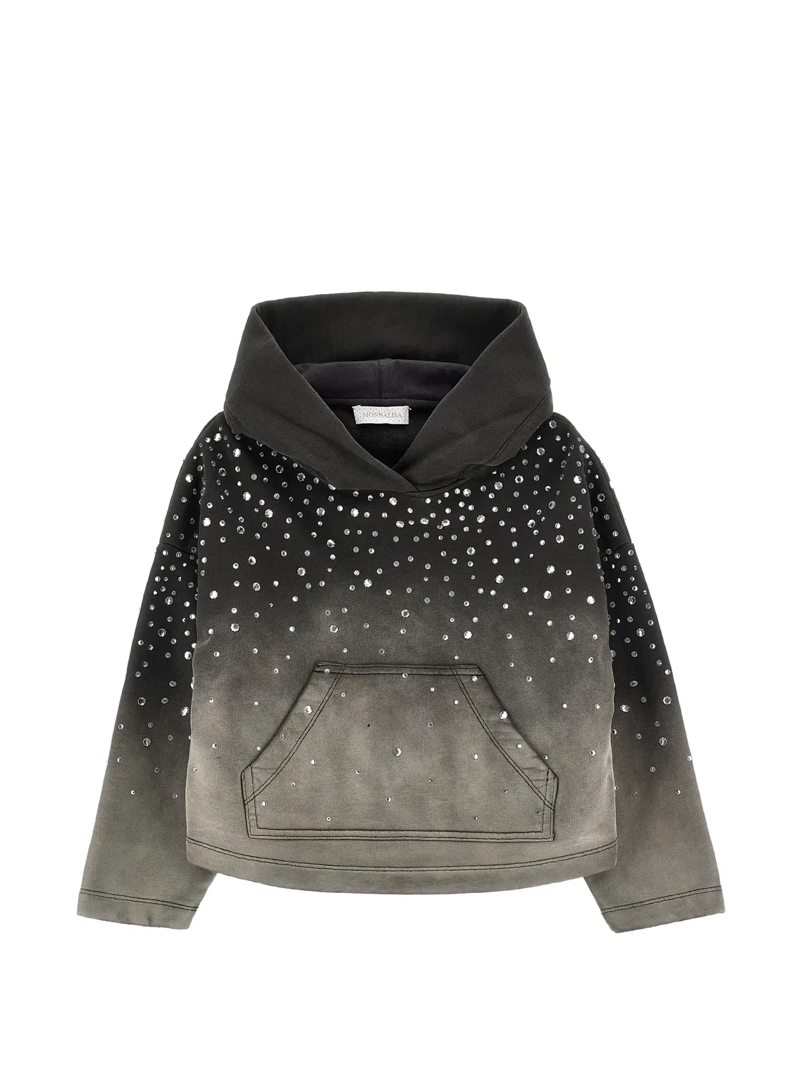 Monnalisa Худи с эффектом омбре и стразами, Черный