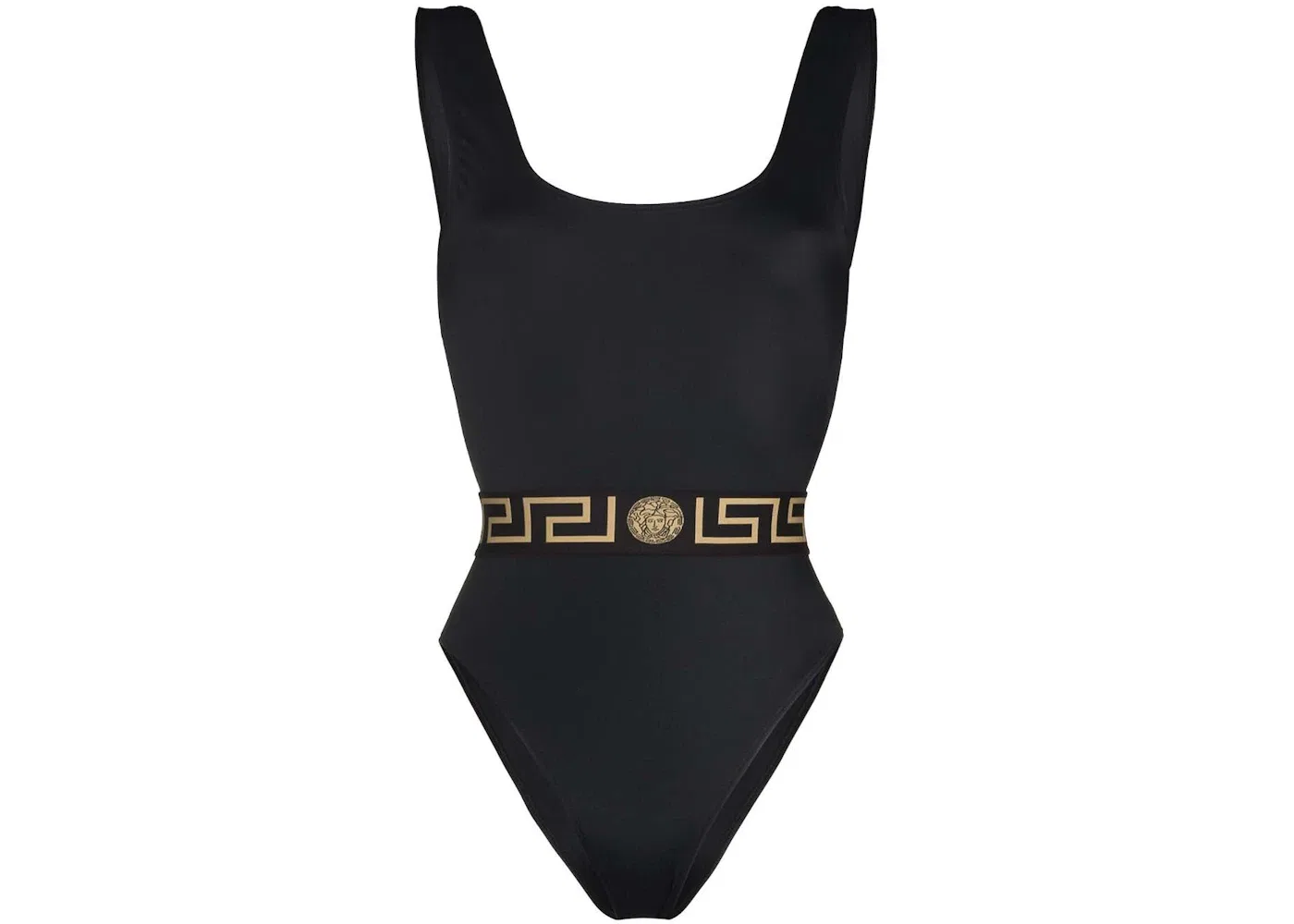 Женский цельнокроеный купальник с принтом Greca Print Versace, Black