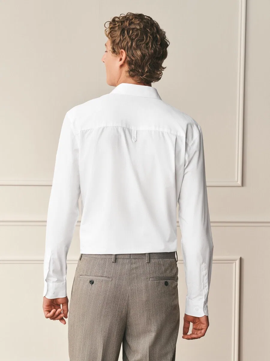 Рубашка Next Regular fit Button Up Shirt 'Archive' белого цвета — фото 3