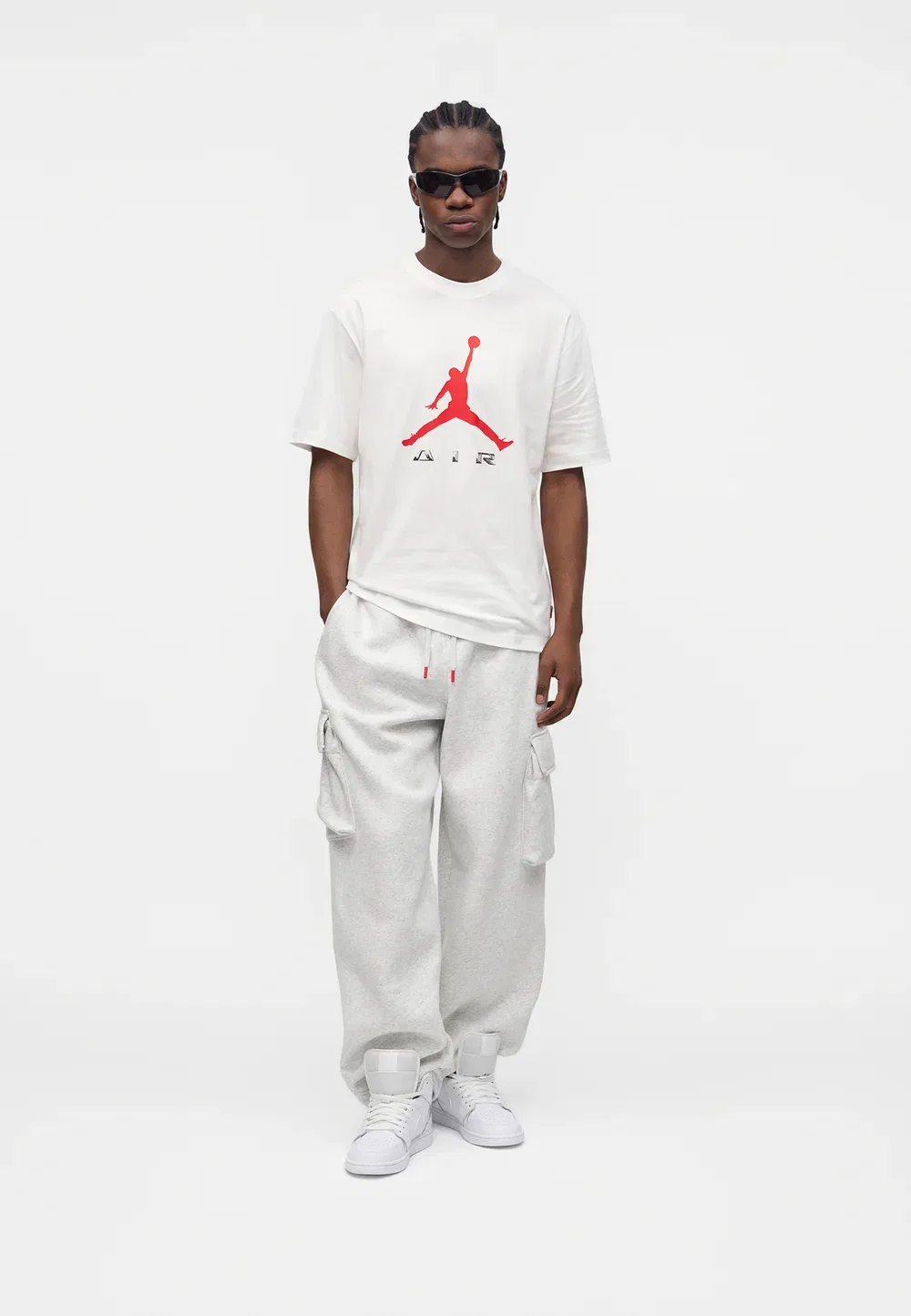 Футболка с принтом Crew Jordan, White/University Red — фото 2