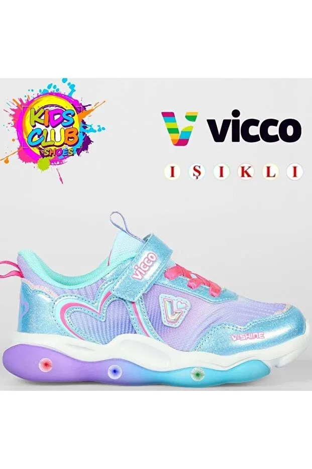 Детские спортивные кроссовки для девочек с липучками Vicco, Blue