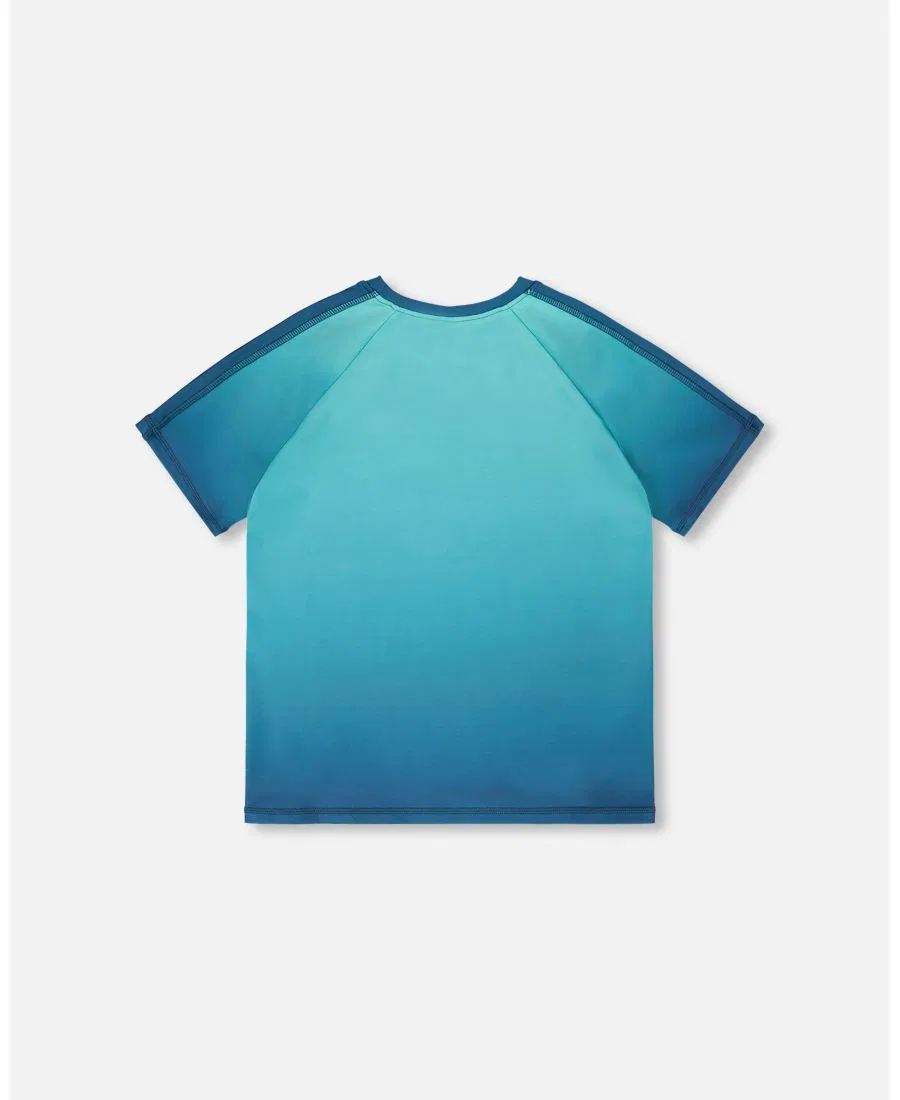 Детская футболка спортивная с коротким рукавом из полиэстера Deux par Deux, Teal Gradient — фото 2