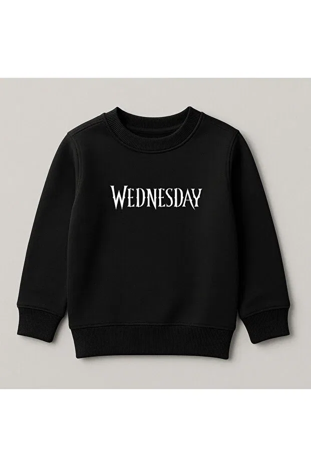 Детские свитшот для девочек с принтом Wednesday Svart Wear, Black