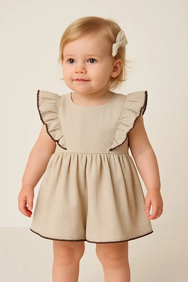 Детское платье для девочек с вышивкой Motebarn Wear, Nude Color