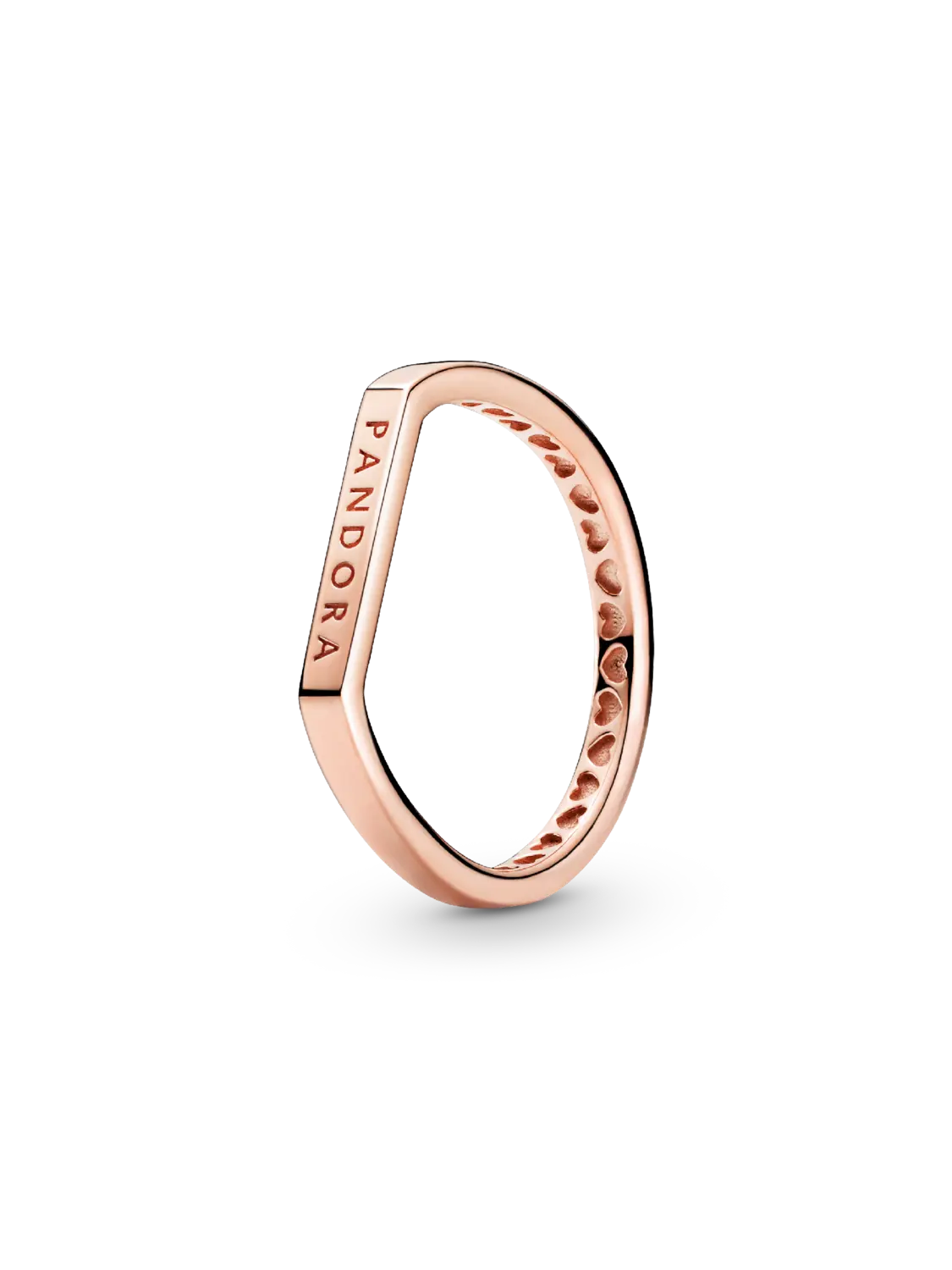 

Кольцо-бар с логотипом Pandora, покрытие из 14-каратного розового золота