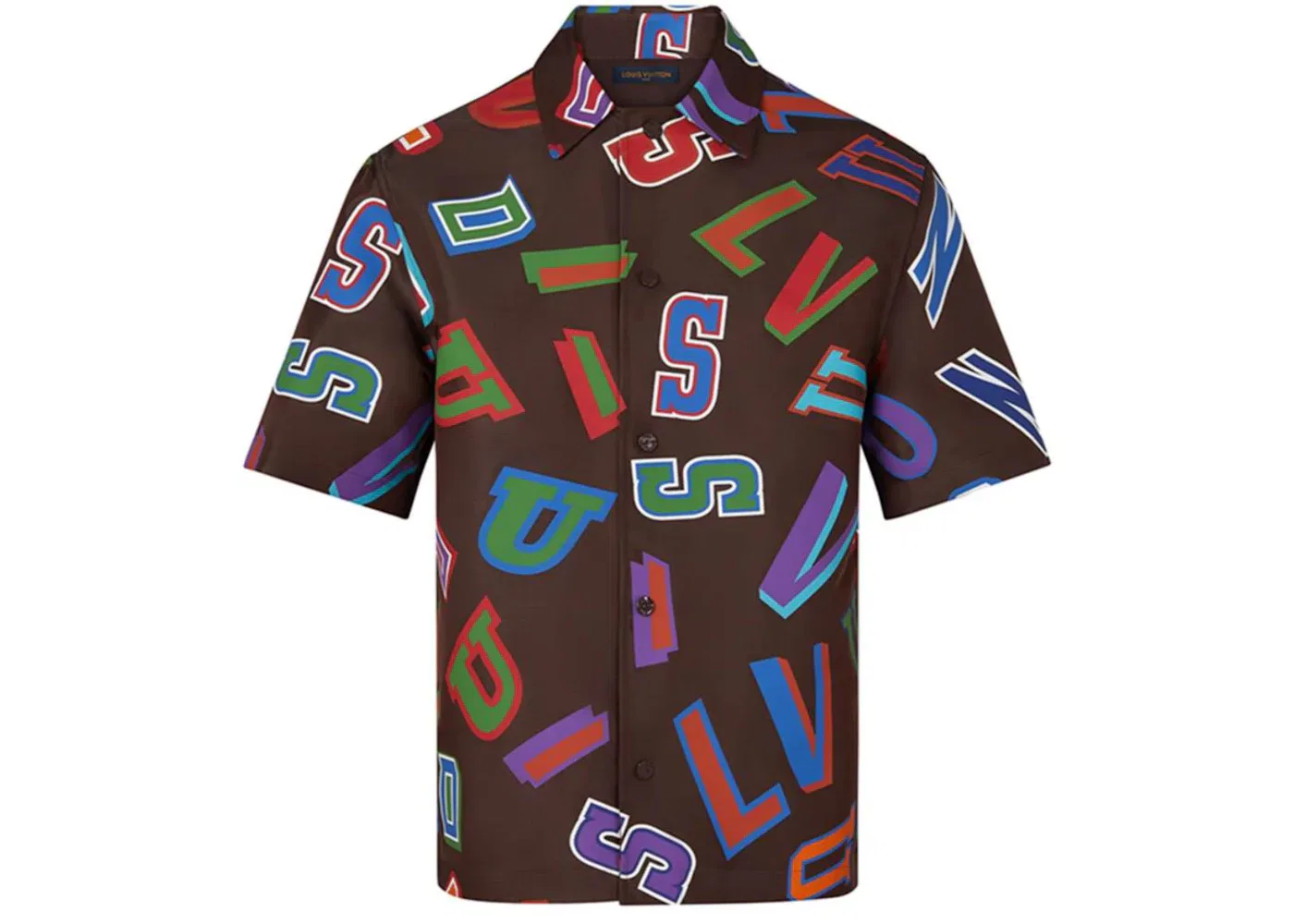 Мужская рубашка-овершерсия с принтом Louis Vuitton x NBA Basketball Letters Overshirt, Brown