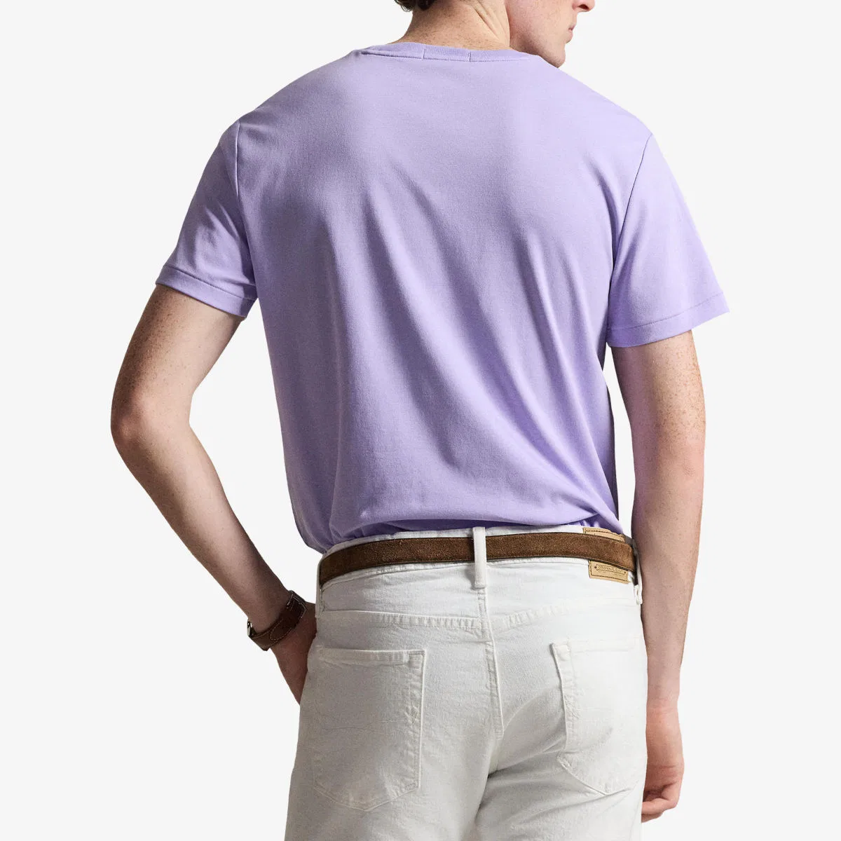 Футболка из хлопкового трикотажа с короткими рукавами и вышитым логотипом Polo Ralph Lauren, фиолетовый — фото 4