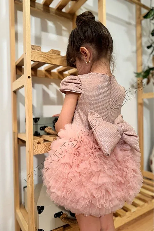 Детское платье для девочек из тюля с коротким рукавом Penu Baby Kids, Powder