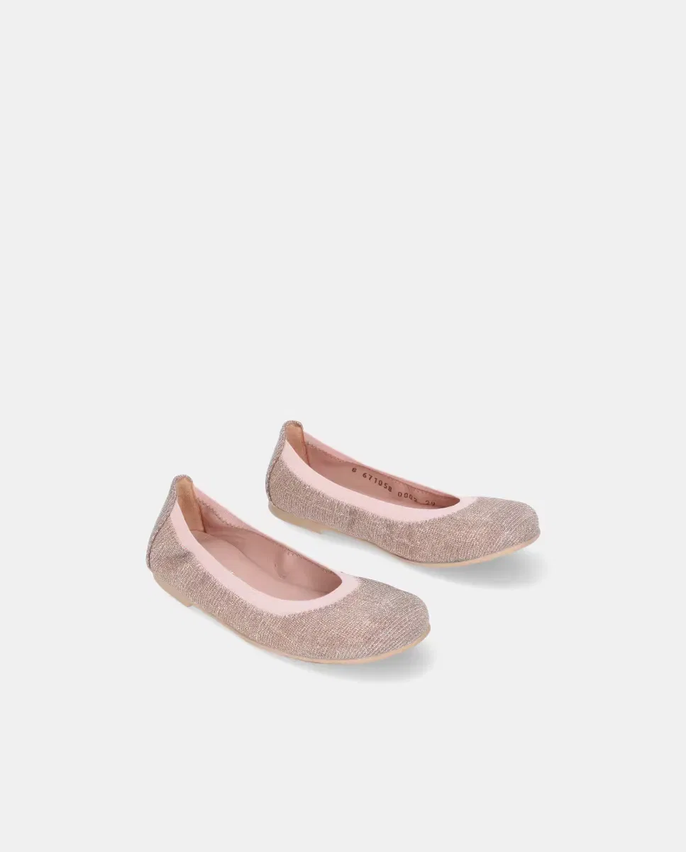Детские балетки для девочек с блестящей тканью Hannah Pretty Ballerinas, Gold — фото 3