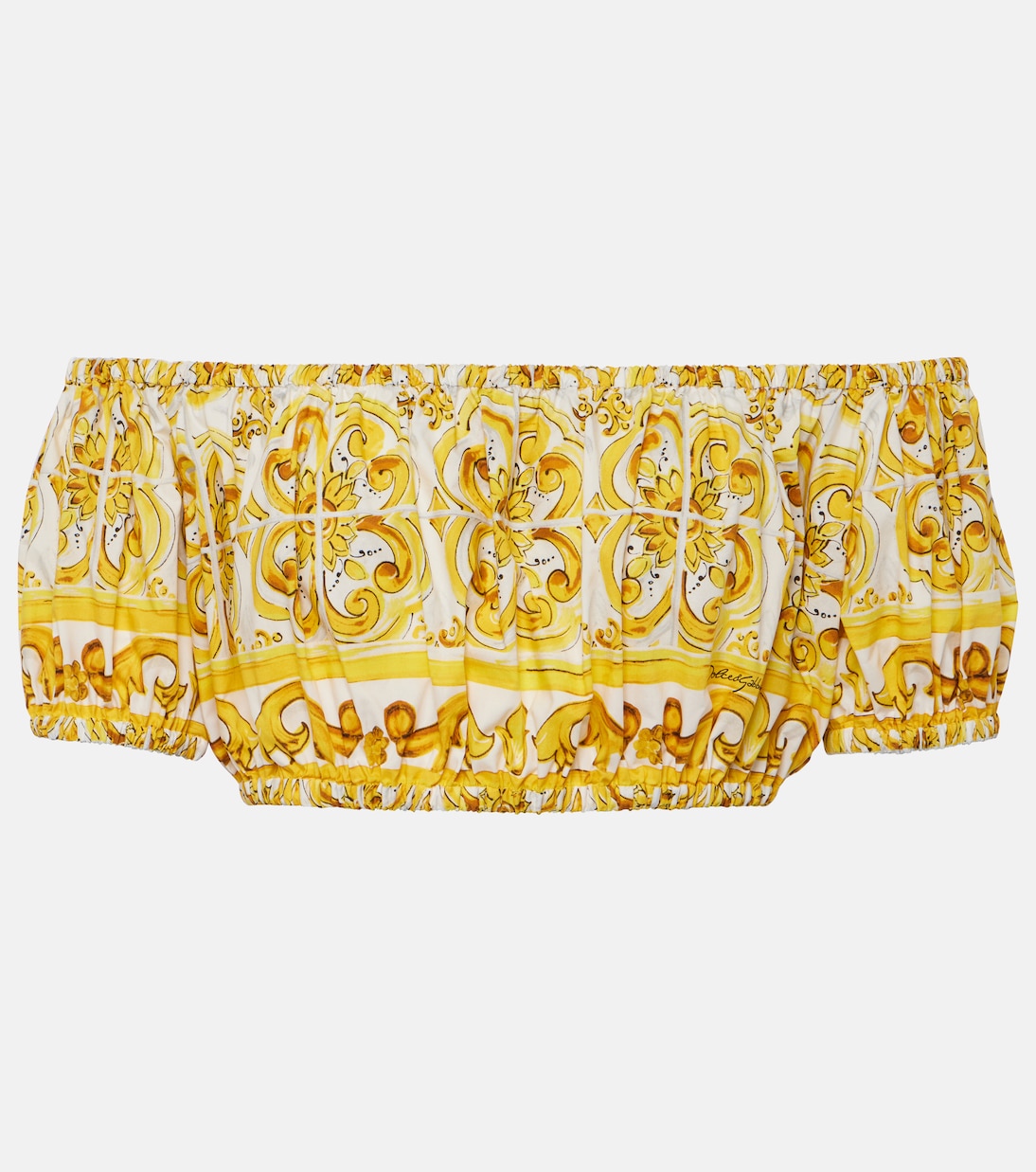 

Укороченный топ из хлопка с открытыми плечами и майоликой Dolce&Gabbana, Mix Maiolica Giallo