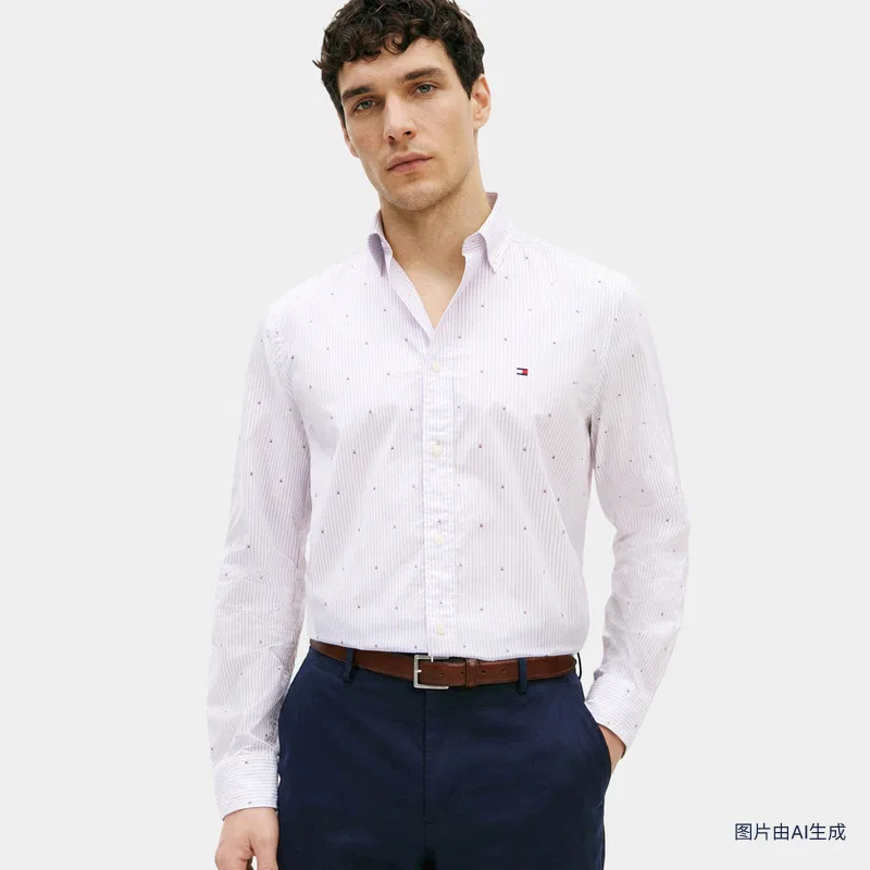 Мужская рубашка свободного кроя White Tommy Hilfiger — фото 4