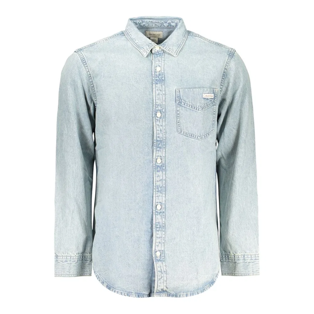Мужская рубашка с длинным рукавом Azzurro Cotton Calvin Klein, Blue