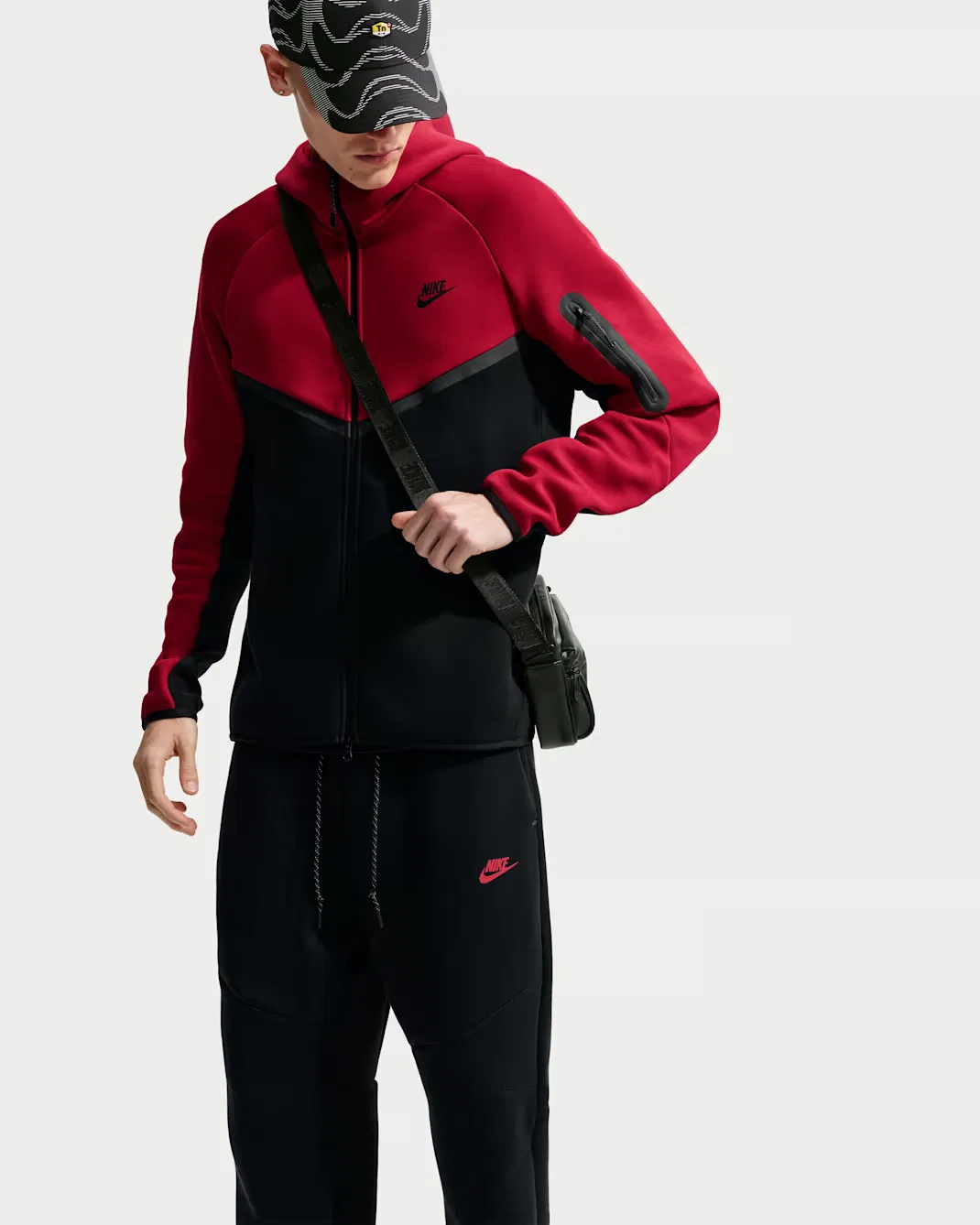 Мужская флисовая ветровка на молнии Nike Tech, Tough Red/Black/Black — фото 3