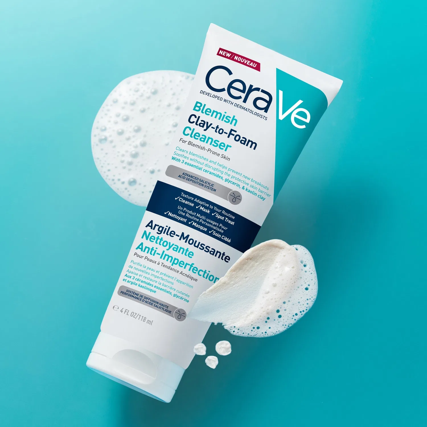 Очищающее средство с глиной и пеной для проблемной кожи 118 мл Blemish Clay To Foam Cleanser CeraVe — фото 3
