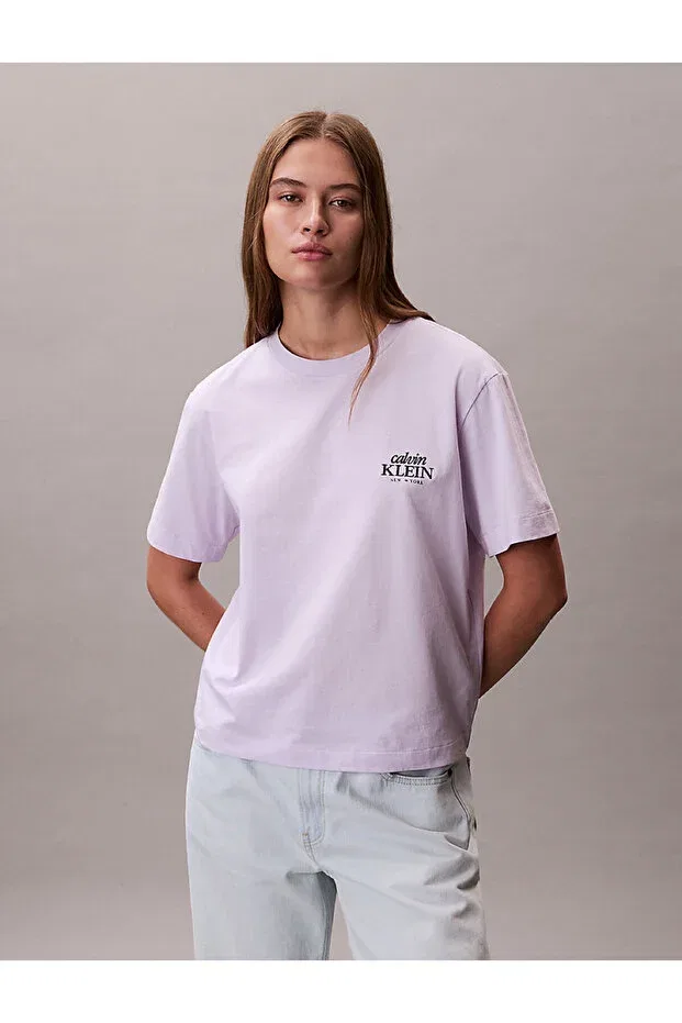 Женская футболка с принтом Calvin Klein, Lilac — фото 3