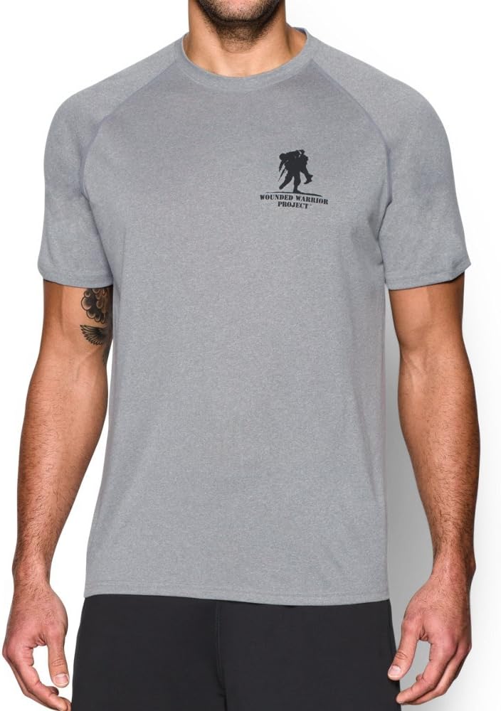 

Under Armour мужская футболка WWP Tech, True Gray Heather (025)/Black, Черный, Under Armour мужская футболка WWP Tech, True Gray Heather (025)/Black