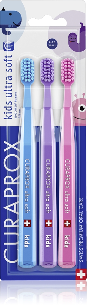 

5500 kids ультрамягкая зубная щетка для детей Curaprox, 3 шт