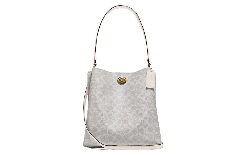 

Чарли Канвас с кожаными бабл-сумками через плечо, женская сумка розово-белая COACH