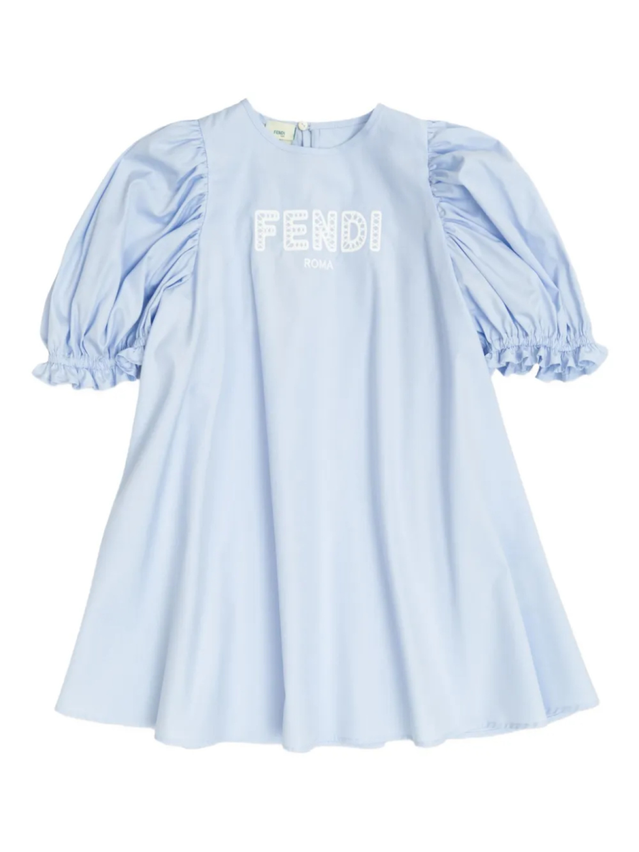 

Детское платье Fendi Kids с вышивкой и рукавами-фонариками, синий
