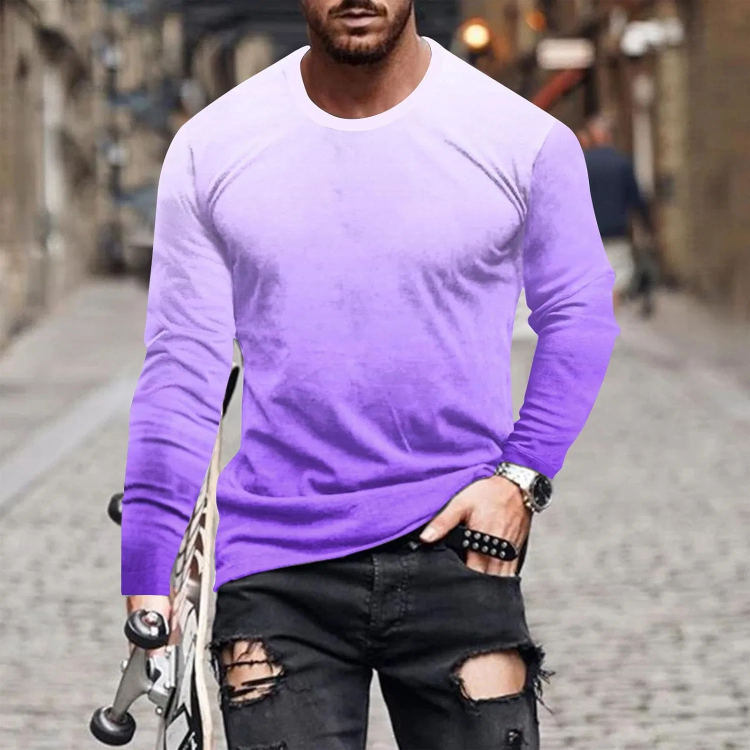 Футболка с длинным рукавом мужская Gradient, Polyester, Purple — фото 2
